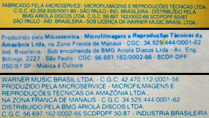 Best In Brazil text on reverse of first, second and third pressings