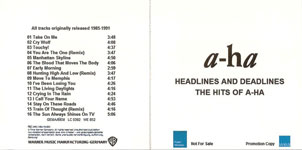 Headlines And Deadlines The Hits of a-ha German acetate