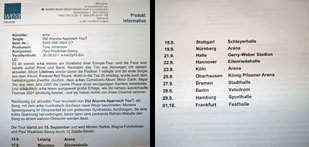 Did Anyone Approach You? German press sheet (front and back)