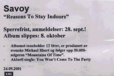 Reasons To Stay Indoors promo sticker